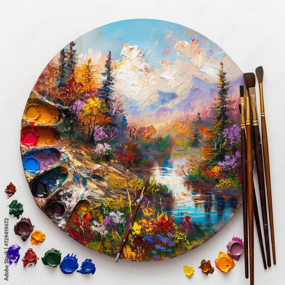 Fototapeta premium Painting With Paintbrushes and Paints