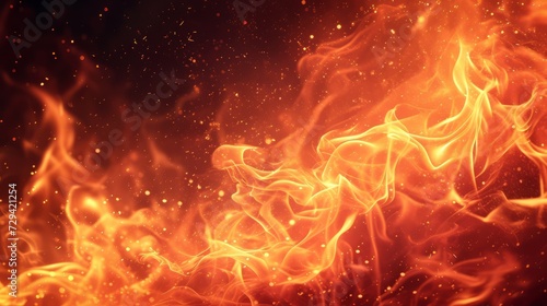 Intense Flames Engulfing with Fiery Sparks, Fiery background with blazing flames, perfect for spicy food marketing