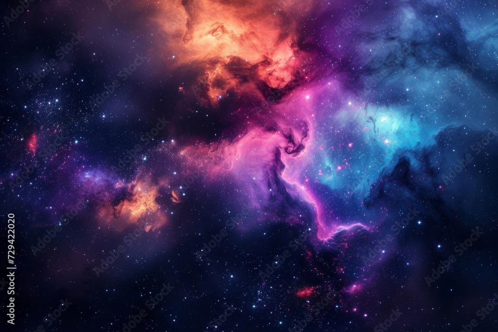 Galactic nebula cloud formation with vibrant colors in deep space. night sky filled with stars Nebulae And galaxies. astronomical photography wallpaper