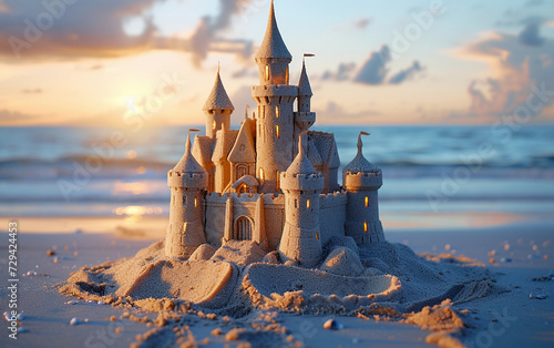 Sand Castle on a Sandy Beach photo