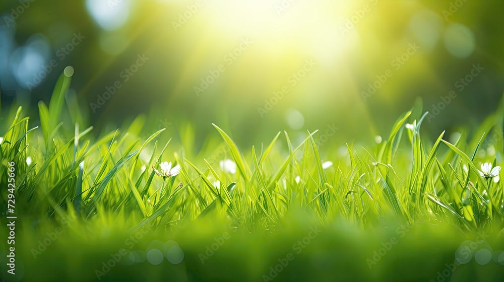 Green grass and sunlight banner background