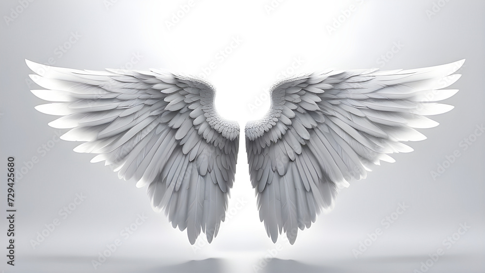 Fototapeta premium Angel wings on a white background.