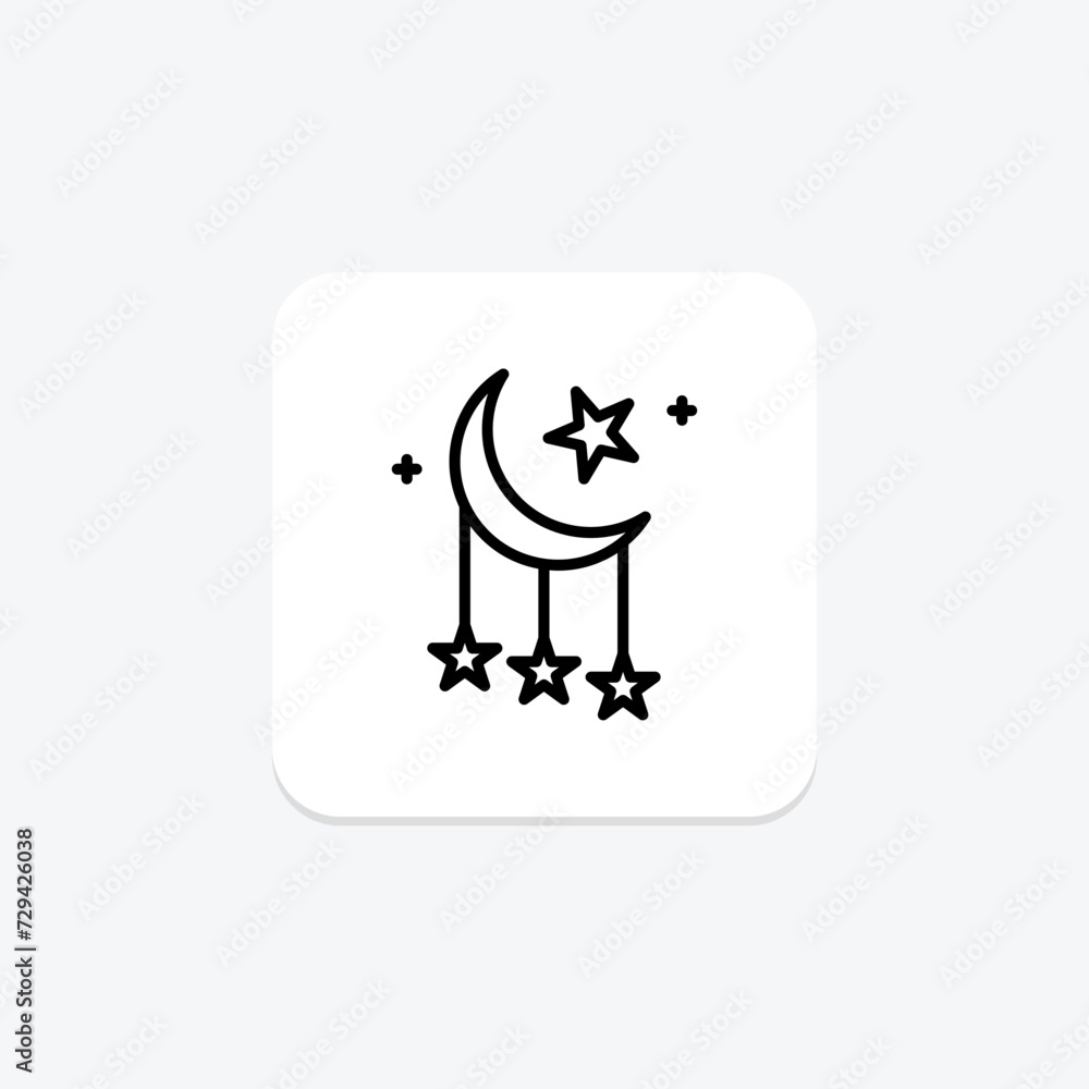 Crescent Garland icon, tent, cultural, ramadan decoration, ramadan tent festive decoration line icon, editable vector icon, pixel perfect, illustrator ai file Crescent Garland icon, tent, cultural, ramadan decoration, ramadan tent festive decoration line icon, editable vector icon, pixel perfect, illustrator ai file