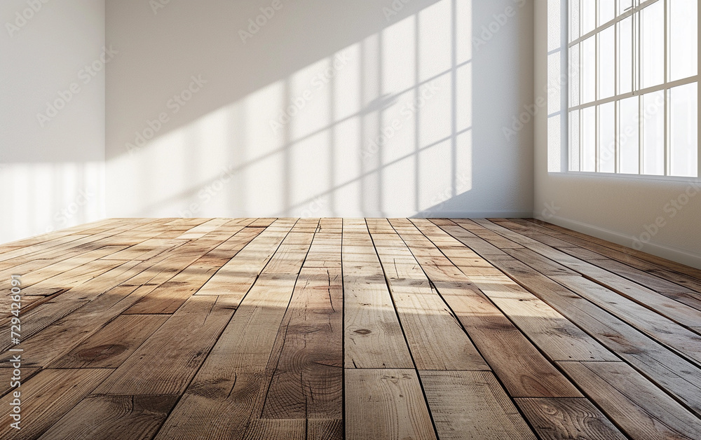 Empty Room With Wooden Floor and Large Windows Empty Room With Wooden Floor and Large Windows