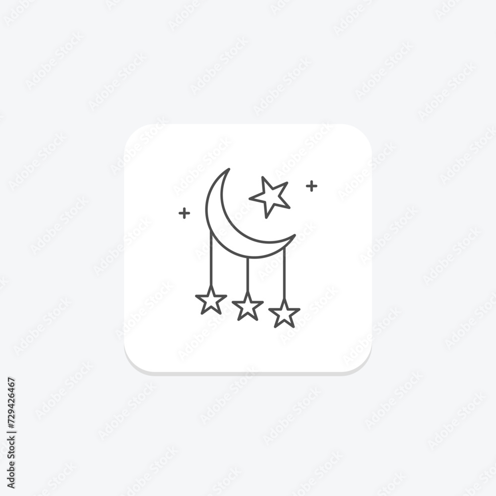 Crescent Garland icon, tent, cultural, ramadan decoration, ramadan tent festive decoration thinline icon, editable vector icon, pixel perfect, illustrator ai file