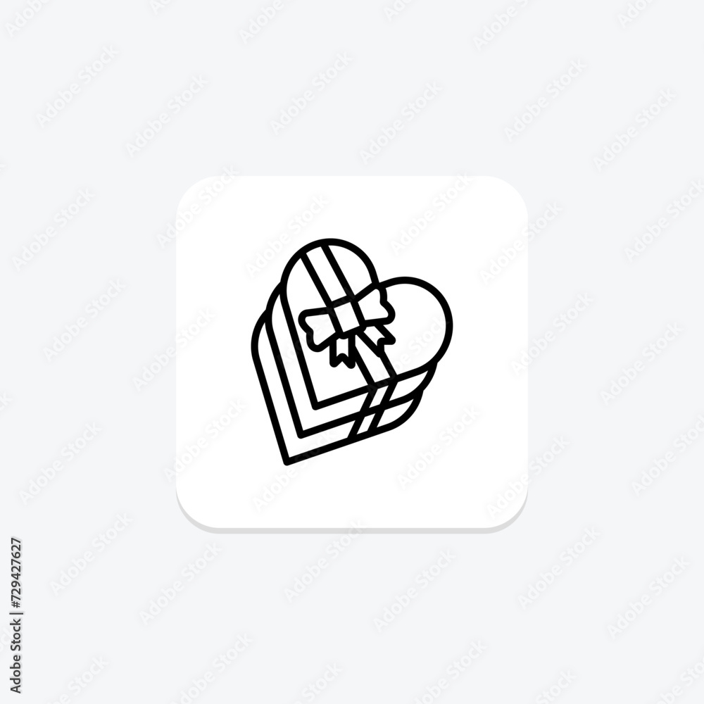 Chocolate Box icon, chocolate, love, gift, treat line icon, editable vector icon, pixel perfect, illustrator ai file Chocolate Box icon, chocolate, love, gift, treat line icon, editable vector icon, pixel perfect, illustrator ai file