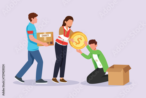 Volunteer activity concept. Colored flat vector illustration isolated.	