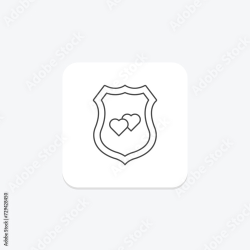 Love Shield icon, shield, love, protection, safety thinline icon, editable vector icon, pixel perfect, illustrator ai file