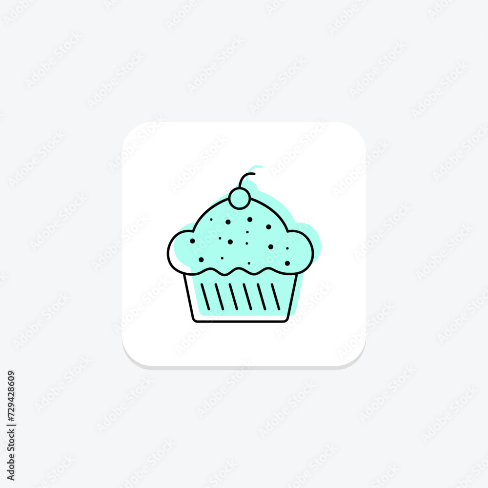 Cupcake icon, cake, love, dessert, sweet color shadow thinline icon, editable vector icon, pixel perfect, illustrator ai file Cupcake icon, cake, love, dessert, sweet color shadow thinline icon, editable vector icon, pixel perfect, illustrator ai file