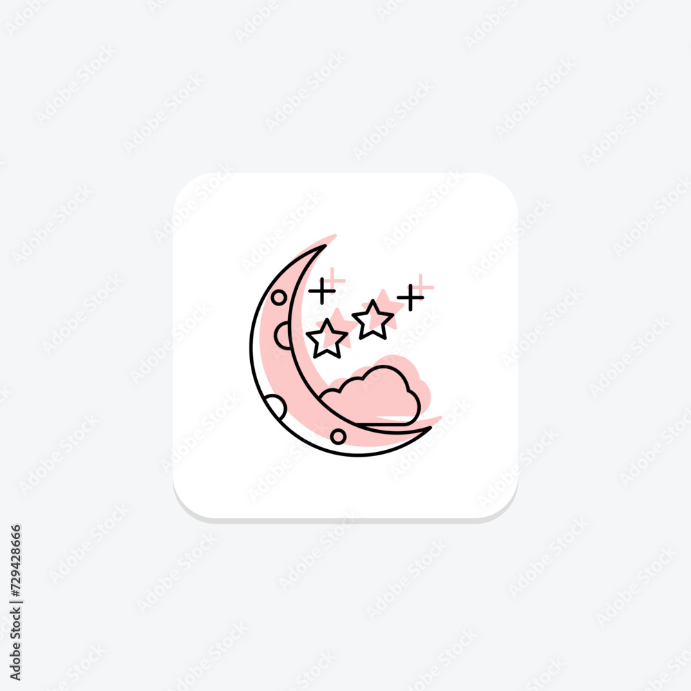 Starry Sky icon, sky, stars, night, cosmos color shadow thinline icon, editable vector icon, pixel perfect, illustrator ai file Starry Sky icon, sky, stars, night, cosmos color shadow thinline icon, editable vector icon, pixel perfect, illustrator ai file