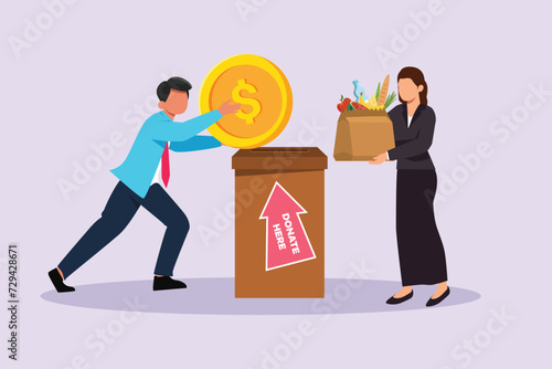 Volunteer activity concept. Colored flat vector illustration isolated.	