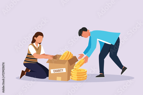 Volunteer activity concept. Colored flat vector illustration isolated.	