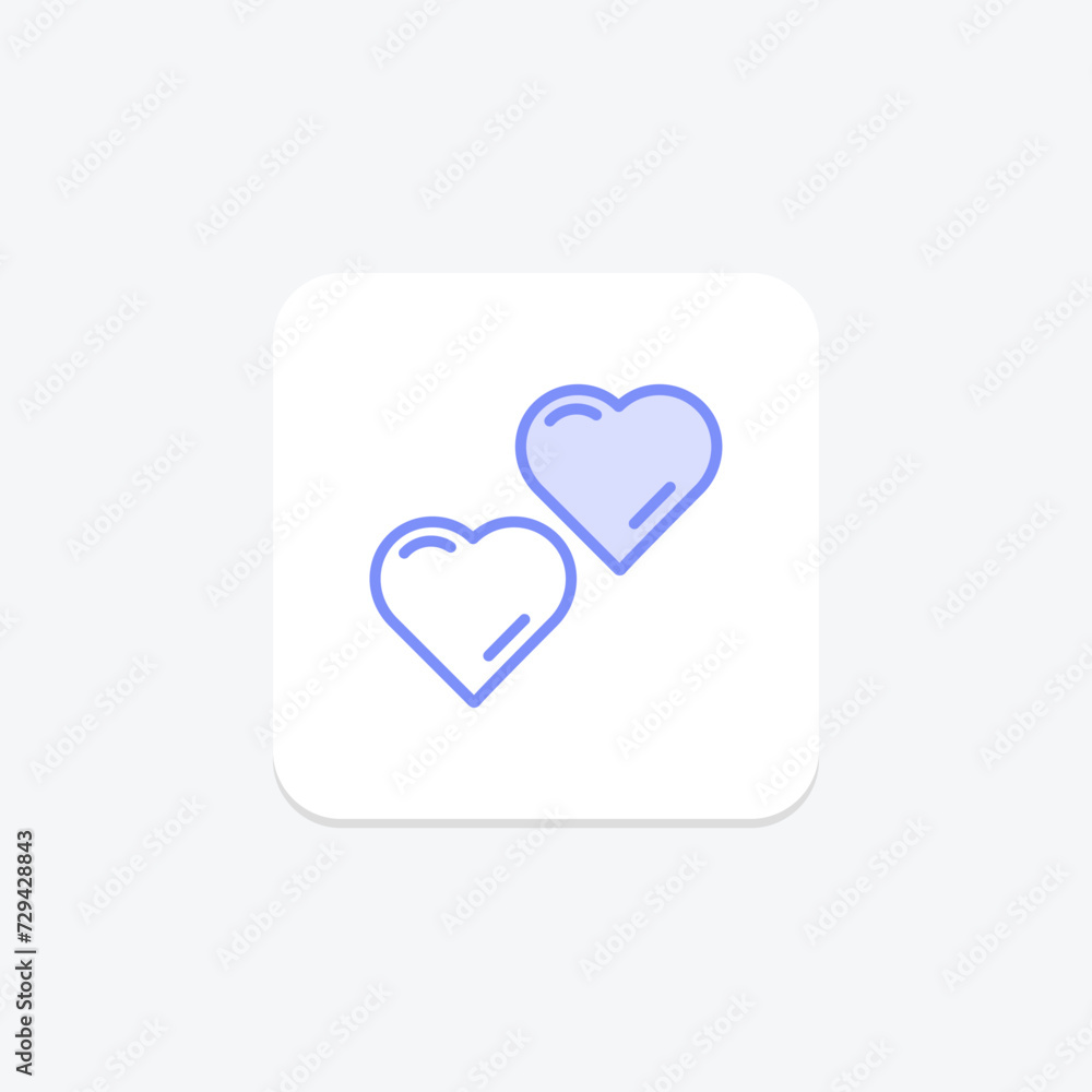 Heart icon, love, romance, symbol, passion duotone line icon, editable vector icon, pixel perfect, illustrator ai file Heart icon, love, romance, symbol, passion duotone line icon, editable vector icon, pixel perfect, illustrator ai file