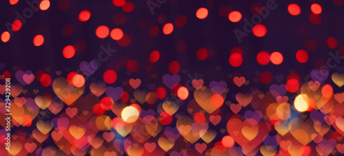 Hearts and bokeh lights abstract background
