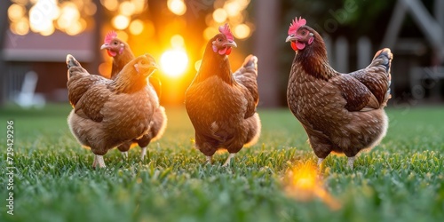 Unlikely Family: A Hen and Her Adopted Ducklings Enjoying the Warmth of a Sunlit Pastoral Scene, Exemplifying Motherly Love Across Species, Generative AI