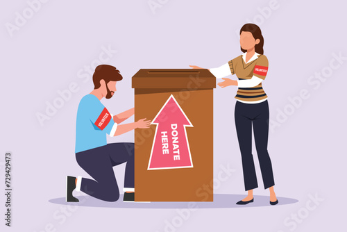 Volunteer activity concept. Colored flat vector illustration isolated.	