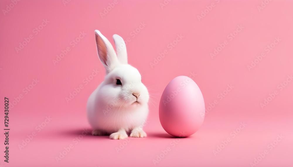 Obraz premium Adorable Easter Bunny: Hatching from Pink Egg