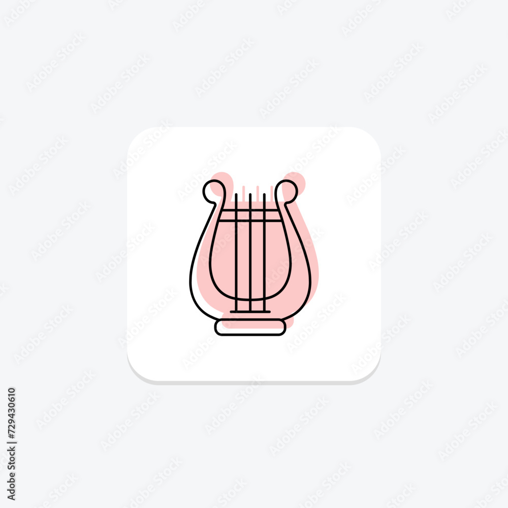Celtic Harp icon, harp, irish, symbol, music color shadow thinline icon, editable vector icon, pixel perfect, illustrator ai file Celtic Harp icon, harp, irish, symbol, music color shadow thinline icon, editable vector icon, pixel perfect, illustrator ai file