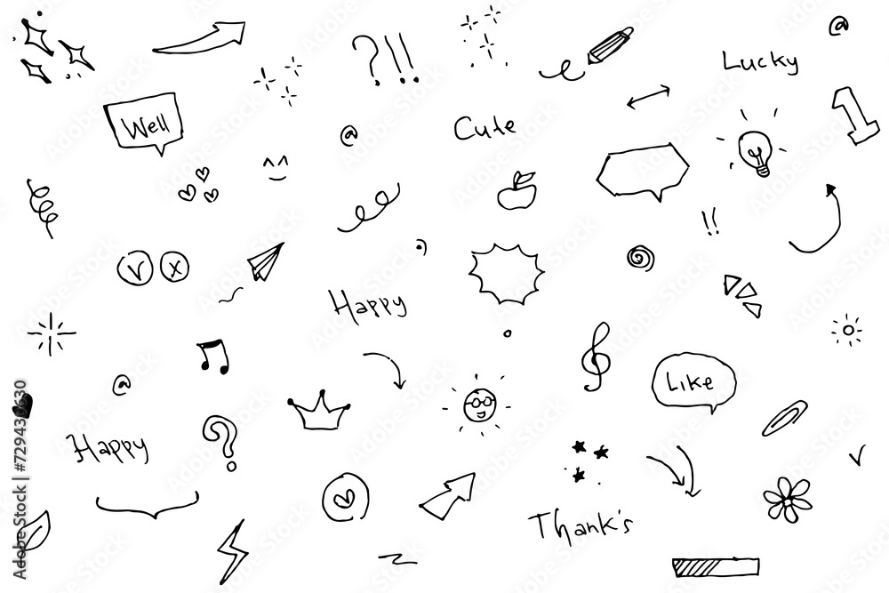 Vector line art Doodle cartoon set of objects and symbols on the Social Media theme Vector line art Doodle cartoon set of objects and symbols on the Social Media theme