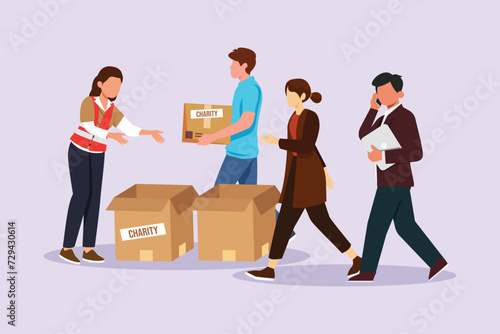 Volunteer activity concept. Colored flat vector illustration isolated.
