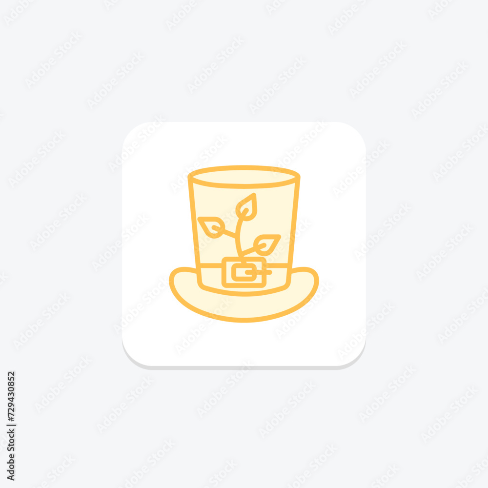 Green Top Hat icon, hat, irish, symbol, st patricks day duotone line icon, editable vector icon, pixel perfect, illustrator ai file Green Top Hat icon, hat, irish, symbol, st patricks day duotone line icon, editable vector icon, pixel perfect, illustrator ai file