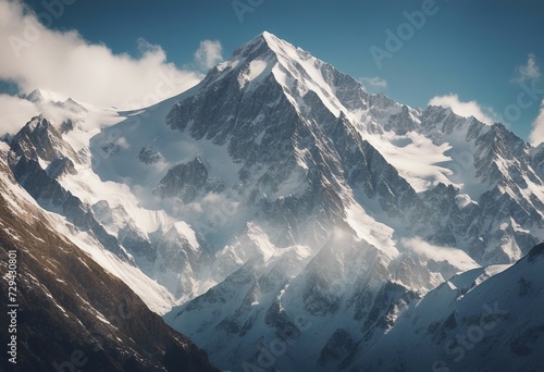 Majestic mountain peaks with snow-capped summits cut out