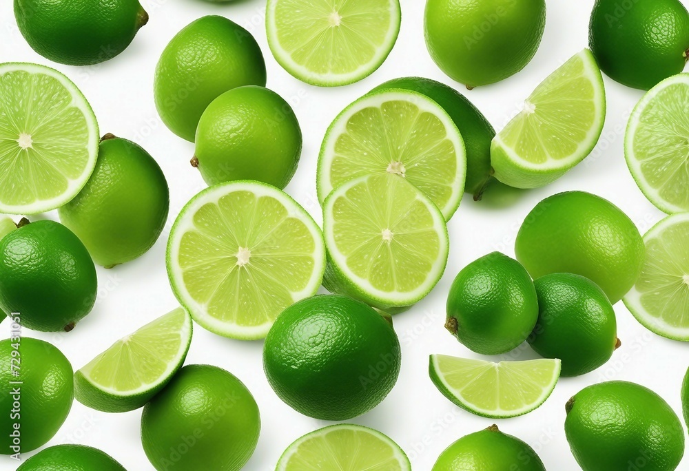Set of limes isolated on white background Set of limes isolated on white background