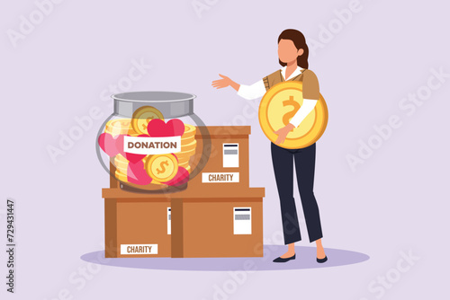 Volunteer activity concept. Colored flat vector illustration isolated.