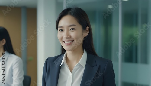  Professional, confident Asian business woman in office meeting room