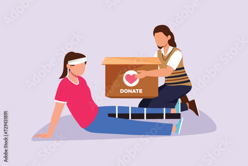 Volunteer activity concept. Colored flat vector illustration isolated.