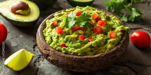 A Detailed Shot Of Freshly Prepared Guacamole, Representing The Healthful Nutrition It Offers. Сoncept Delicious Guacamole, Nutritious Avocado, Fresh Ingredients, Healthy Snack, Culinary Delight