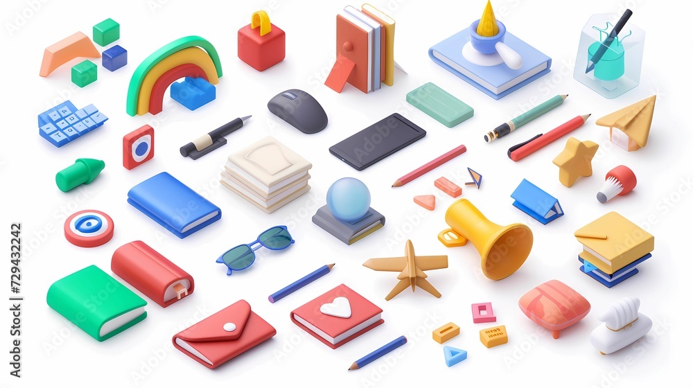 3d education and social media icons for universities and schools. Realistic high quality 3d Rendering 3d education and social media icons for universities and schools. Realistic high quality 3d Rendering