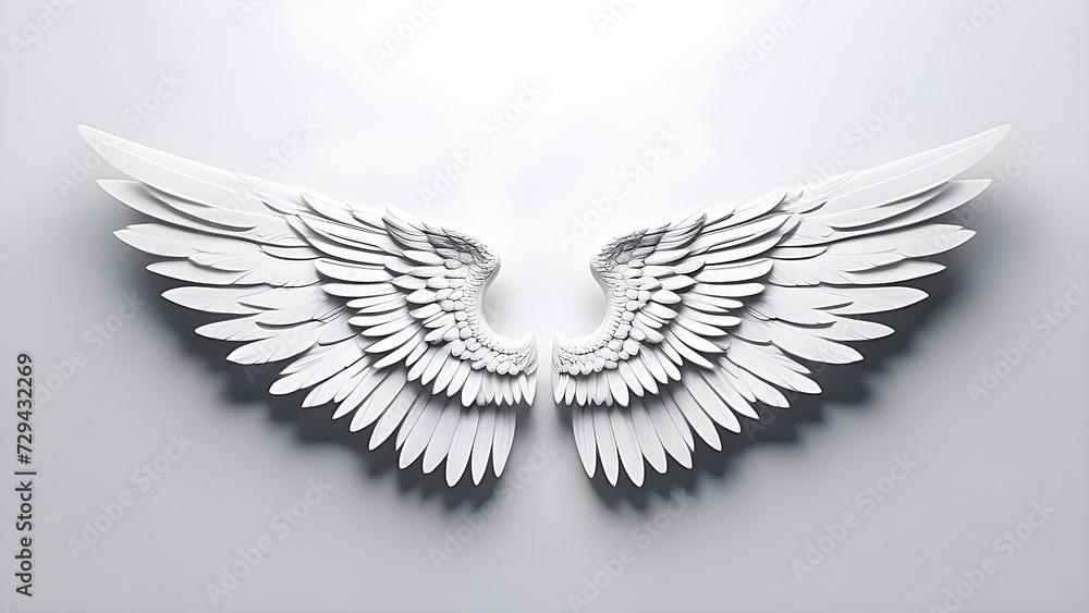 Obraz premium Angel wings on a white background.