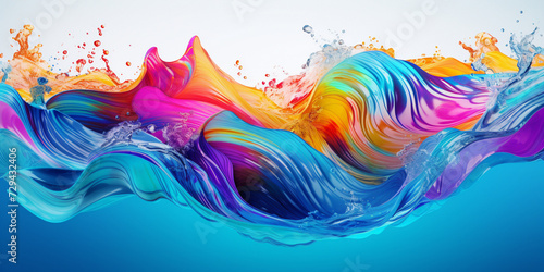 Abstract colourful gradient translucent wave on white background