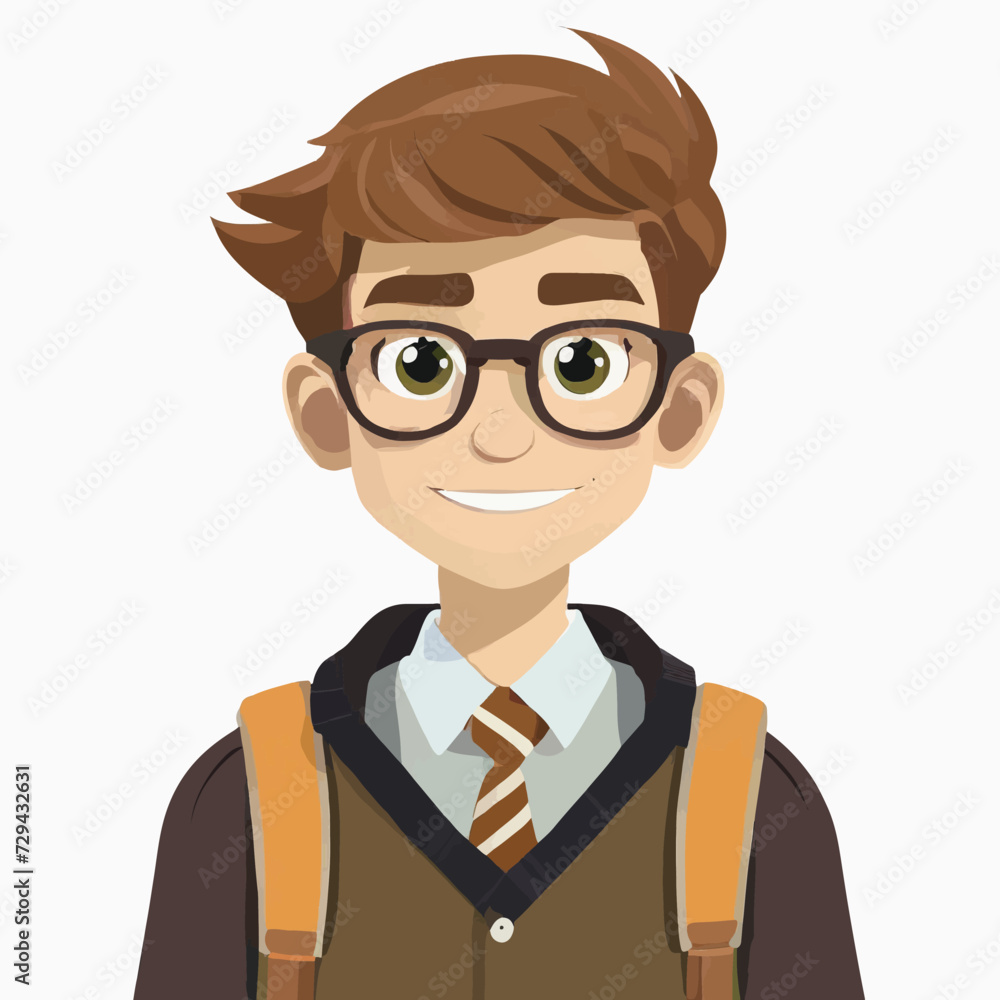 illustration of nerd boy posing 