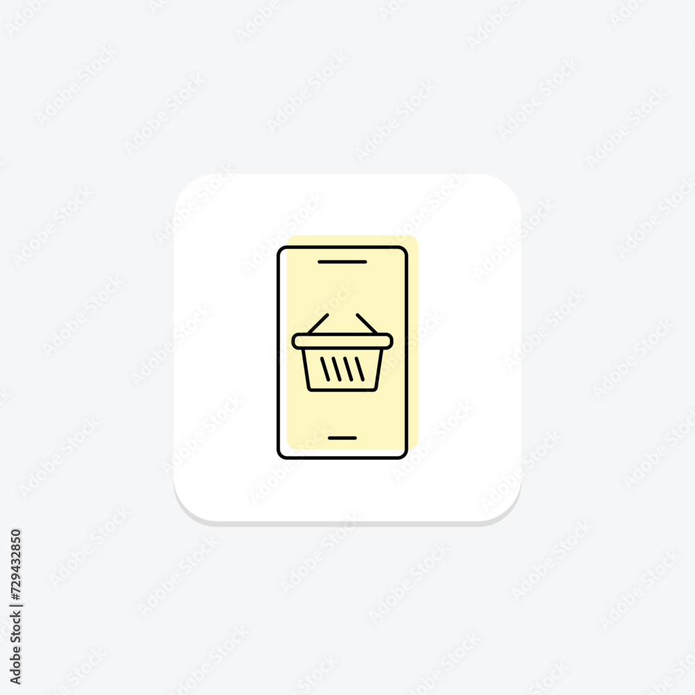 Shopping App icon, app, shopping, smartphone, e-commerce color shadow thinline icon, editable vector icon, pixel perfect, illustrator ai file Shopping App icon, app, shopping, smartphone, e-commerce color shadow thinline icon, editable vector icon, pixel perfect, illustrator ai file