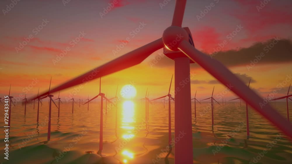 Windmill Park In The Sea. View Of Windmill Turbines Generating Green Energy Electric At Sunset
Windmill Park In The Sea. View Of Windmill Turbines Generating Green Energy Electric At Sunset