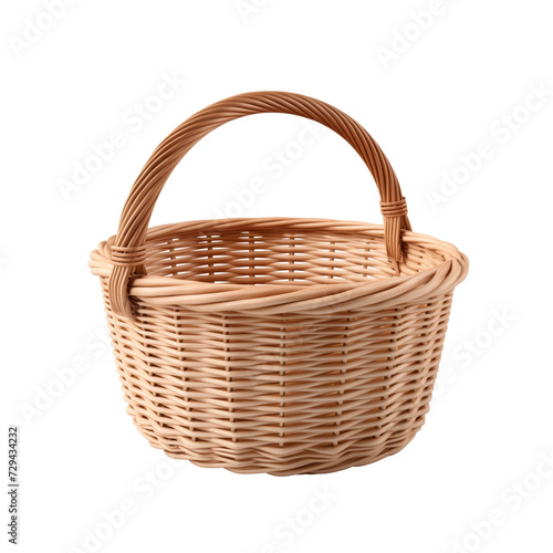 Wicker Basket. Transparent background, isolated image.