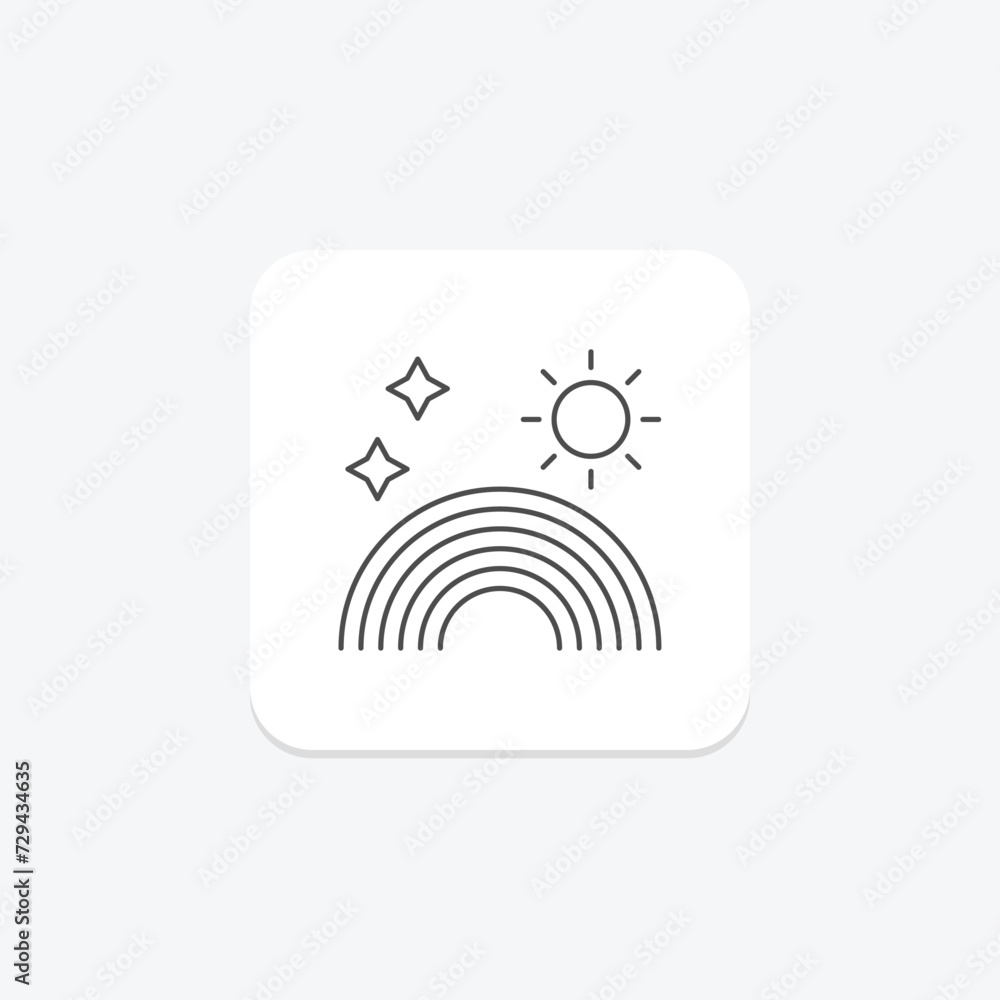 Rainbow icon, colors, weather, icon, spectrum thinline icon, editable vector icon, pixel perfect, illustrator ai file Rainbow icon, colors, weather, icon, spectrum thinline icon, editable vector icon, pixel perfect, illustrator ai file