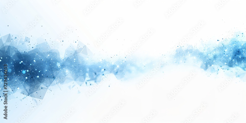 Obraz premium Digital Genesis: An Abstract Blue Polygonal Landscape Evolving from Particles, Signifying the Intersection of Technology and Art, Generative AI