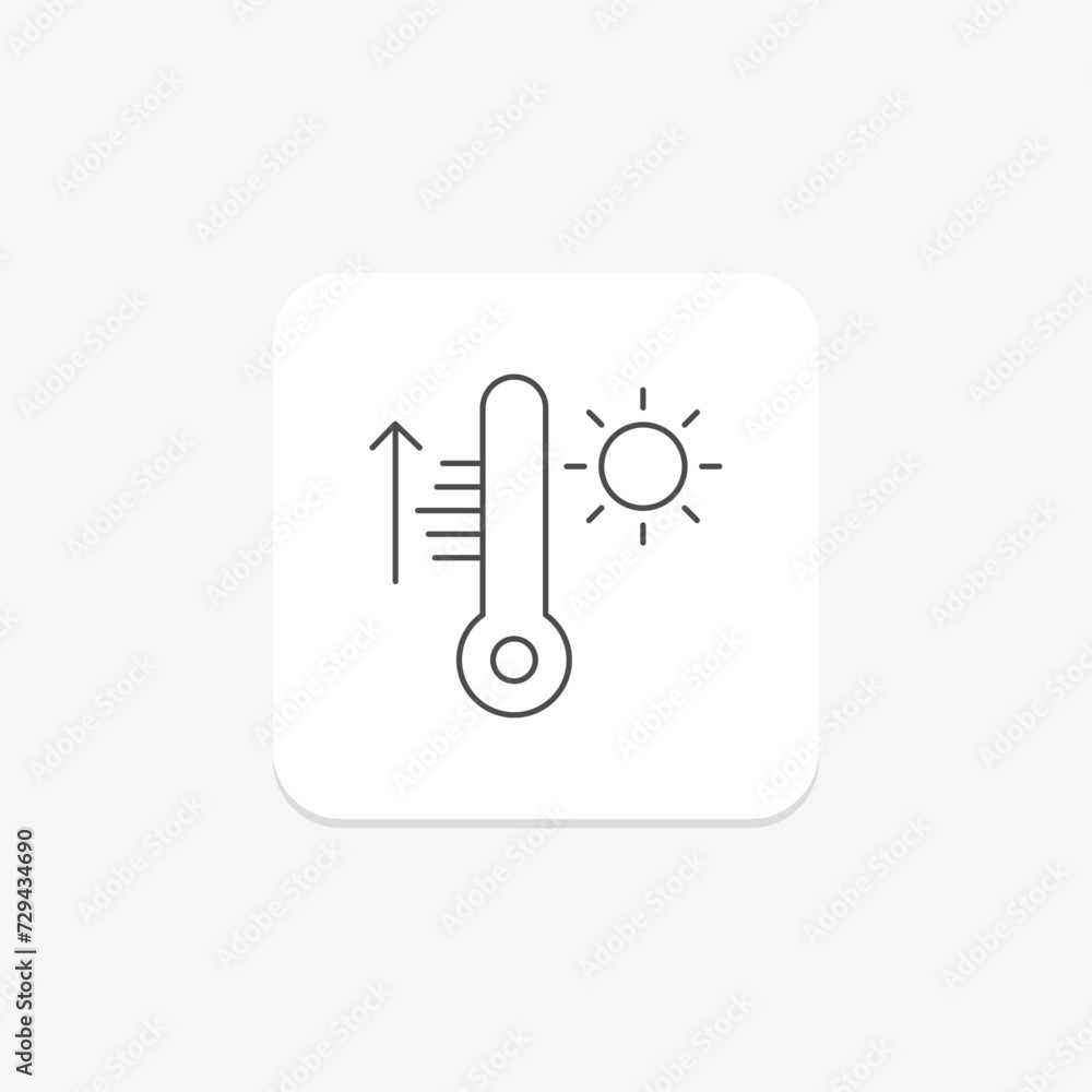 Thermometer Rising icon, thermometer, rising, weather, icon thinline icon, editable vector icon, pixel perfect, illustrator ai file Thermometer Rising icon, thermometer, rising, weather, icon thinline icon, editable vector icon, pixel perfect, illustrator ai file