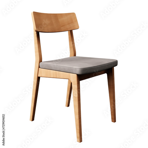 Writing Chair. Scandinavian modern minimalist style. Transparent background  isolated image.