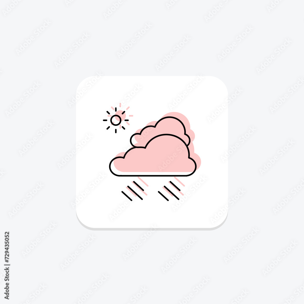 Cloudy Sky icon, clouds, weather, icon, overcast color shadow thinline icon, editable vector icon, pixel perfect, illustrator ai file