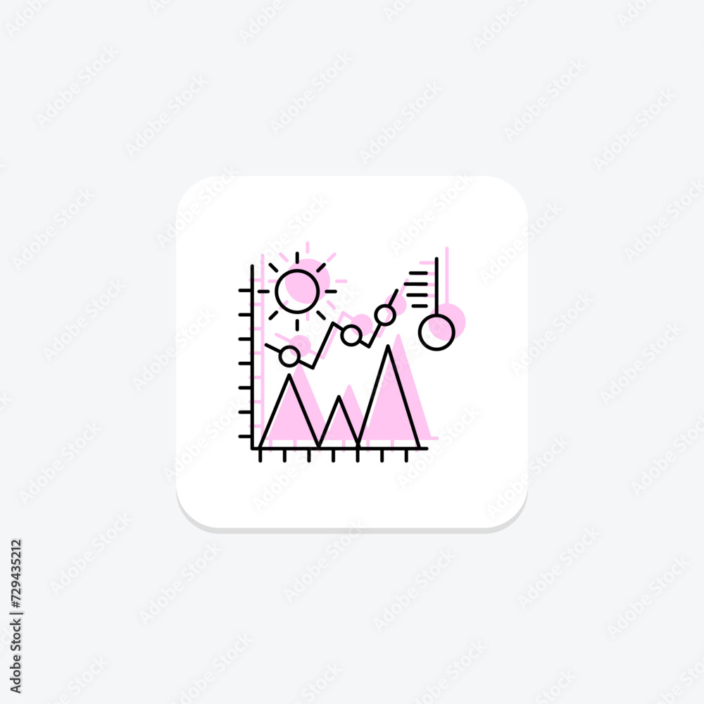 Climate Graph icon, climate, graph, weather, icon color shadow thinline icon, editable vector icon, pixel perfect, illustrator ai file Climate Graph icon, climate, graph, weather, icon color shadow thinline icon, editable vector icon, pixel perfect, illustrator ai file