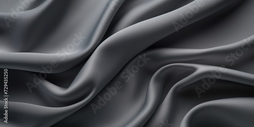 Smooth Dark Grey Silk Fabric with Luxurious Waves. Folded Satin Cloth. Generative AI