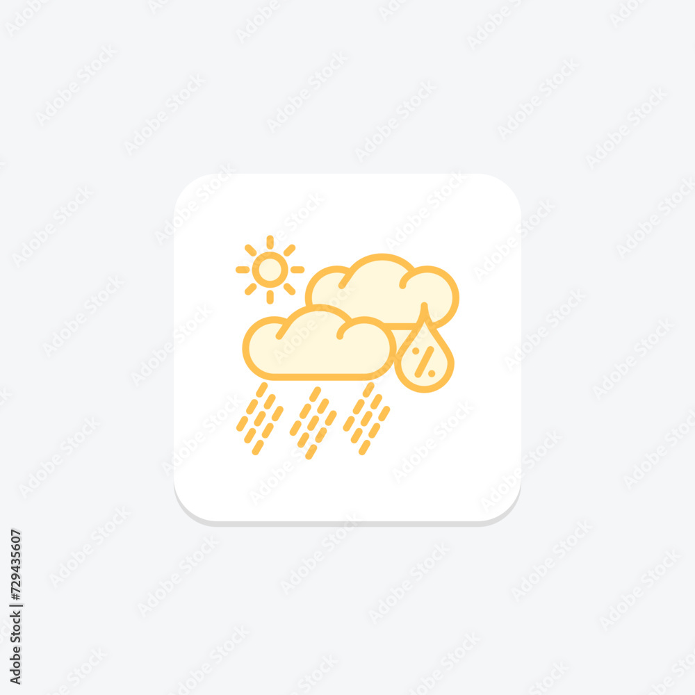 Precipitation icon, rain, weather, icon, snow duotone line icon, editable vector icon, pixel perfect, illustrator ai file