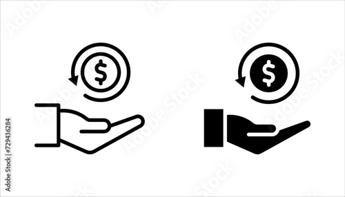 Cashback line icon set, return money, Send or receive money sign. vector illustration on white background