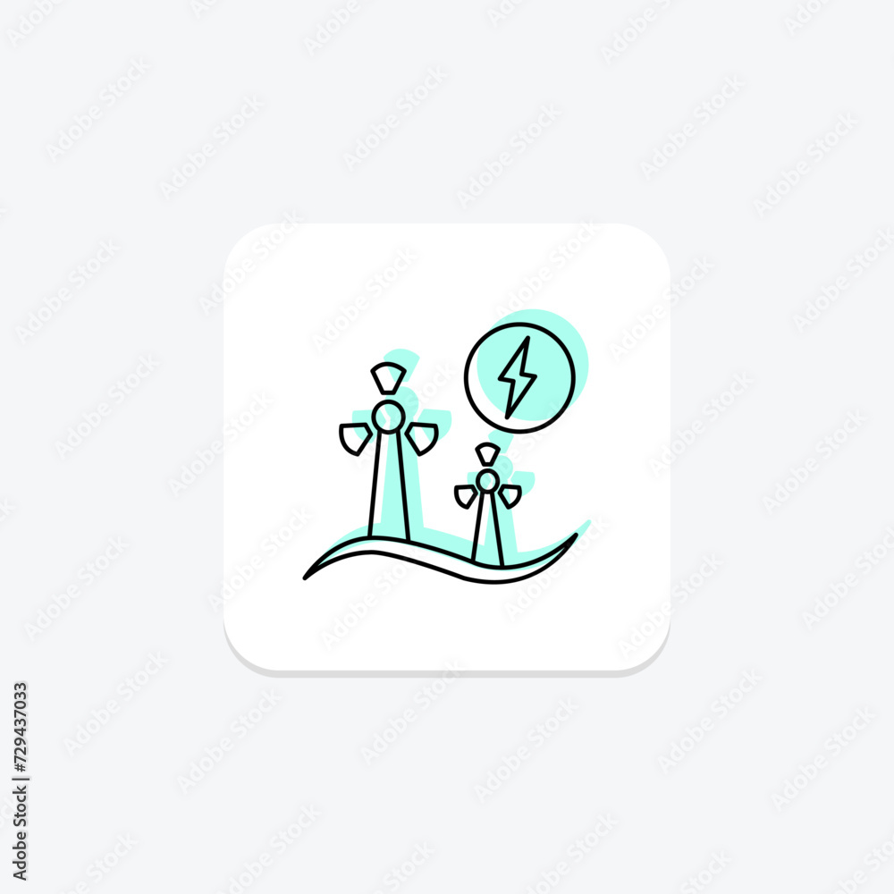 Wind Energy icon, wind, energy, renewable, power color shadow thinline icon, editable vector icon, pixel perfect, illustrator ai file Wind Energy icon, wind, energy, renewable, power color shadow thinline icon, editable vector icon, pixel perfect, illustrator ai file