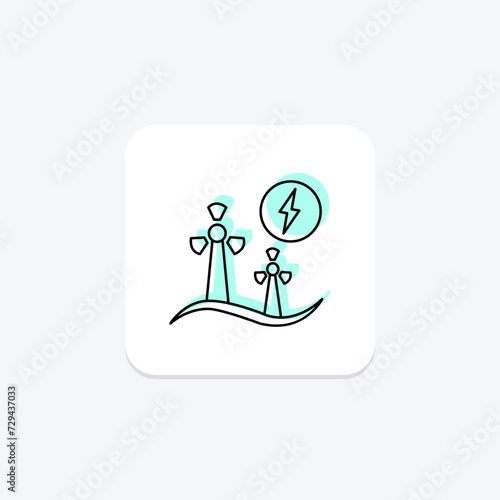 Wind Energy icon, wind, energy, renewable, power color shadow thinline icon, editable vector icon, pixel perfect, illustrator ai file