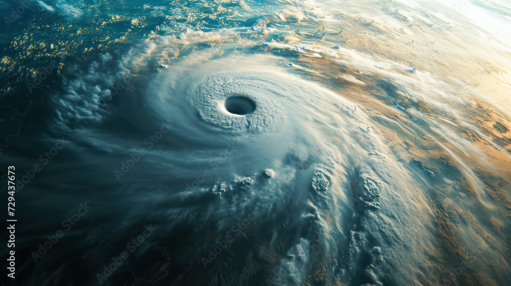 Top view of giant hurricane seen from outer space.